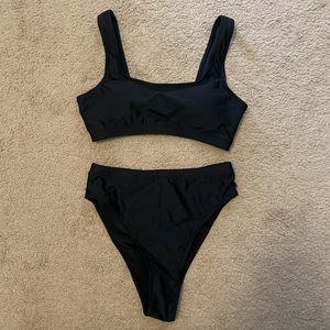 High waisted and padded black bikini